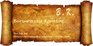 Borsenszky Kasztor névjegykártya